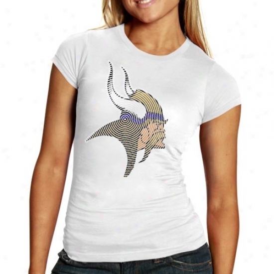 Vikings Attire: Reebok Vikings Ladies White Spiro Defeat Logo T-shirt