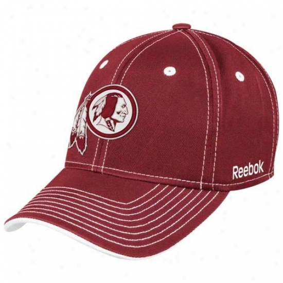 Washington Redskin Hat : Reebok Washington Redskin Burgundh Plough Flex Fit Hat