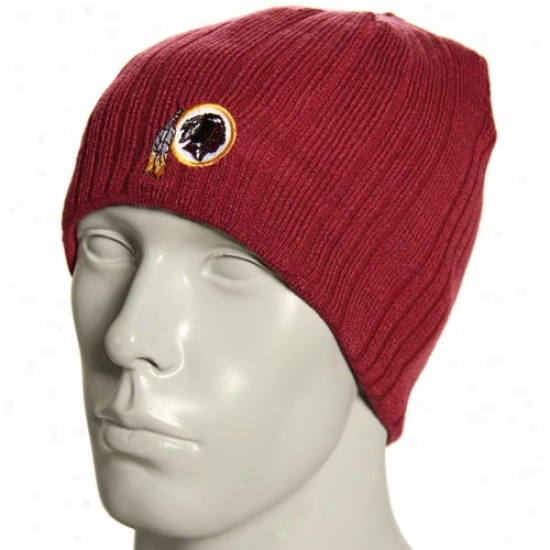 Washington Redskin Hats : Reebok Washington Redskin Burgundy Block Knit Reversiblee Beanie