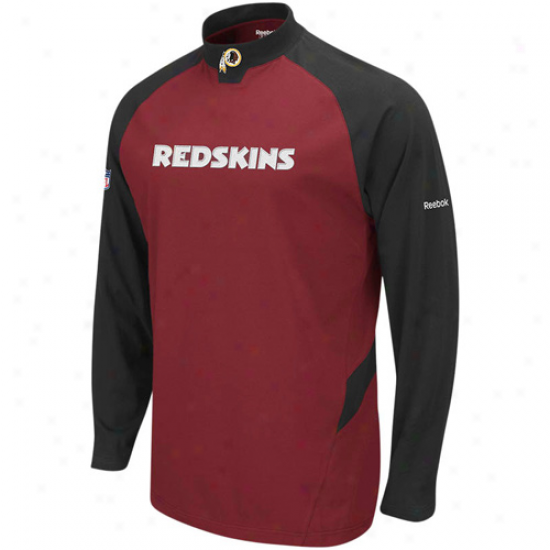 Washington Redskins Attire: Reebok Washimgton Redskins Burgundy Sideline Mock Neck Shirt