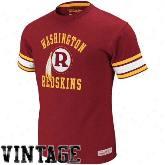Washington Redskins Tees : Mitchell & Ness Washington Redskins Burgundy Touchdown Vintage Premium Tees