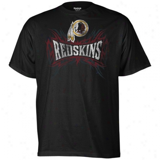 Washington Redskins Tshidt : Reebok Washijgton Redskins Black Outlast Distressed Tshirt