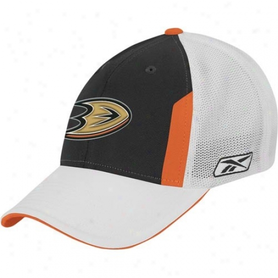 Anaheim Duck Merchandise: Reebok Anahei Bow Black 2008 Nhl Draft Day Flex Fit Hat