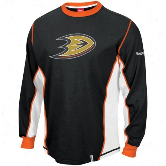 Anaheim Duck Shirt : Reebok Anaheim Duck Black Downforce Constructed Long Sleeve Premium Shirt