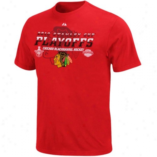Black Hawks Shirts : Majestic Black Hawks Red 2010 Stanley Cup Playoffs All For Conquest Shirts