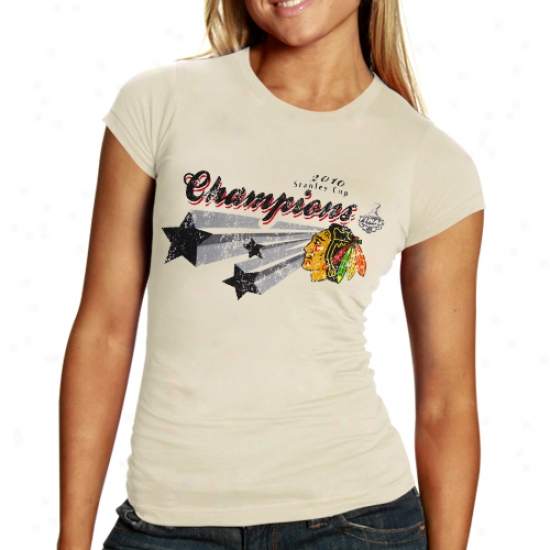 Blackhawks Shirt : Old Time Hockey Blackhawks Ladies White 2010 Nhl Stanley Cup Champions Trafalgar Shirt