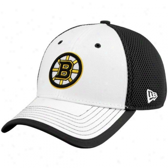 Boston Bruin Merchandise: New Era Boston Bruin White-black Neo 39thirty Stretch Fit Hat