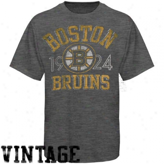 Boston Bruin Shirts : Boston Bruin Charcoal Logo Year Vintage Premium Shirts