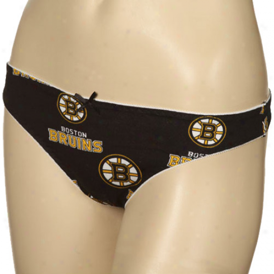 Boston Bruins Ladies Black Maverick Thong Underwear