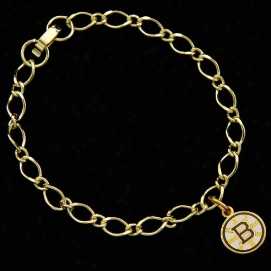 Boston Bruins Ladies Gold-tone Charm Bracelet