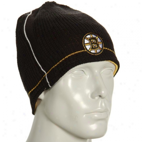 Boston Bruins Merchandise: Reebok Boston Brins Black-gold Official Team Reversible Beanie
