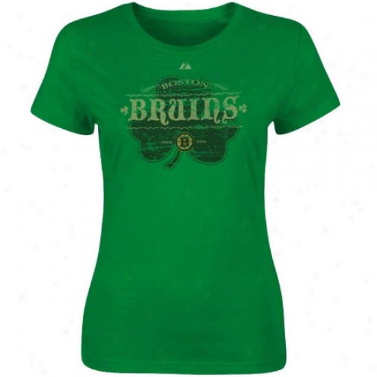Boston Bruins Tshirts : Majestic Boston Bruins Kelly Green Ladies Irish Hockey Tshirts