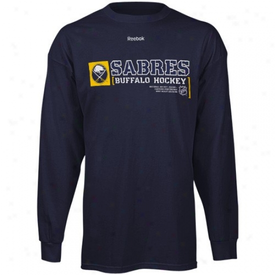 Buffalo Sabre Attire: Reebok Buffalo Sabre Navy Blue Call Sign Long Sleeve T-shirt