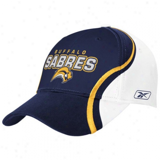 Buffalo Sabre Hat : Reebok Buffalo Sabre Navy Bllue Colorblock Structured Adjustable Hat