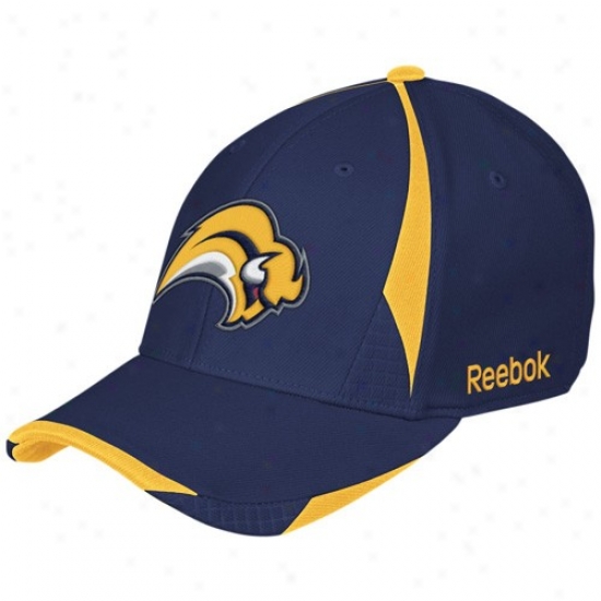 Buffalo Sabres Merchandise: Reebok Buffalo Sabres Navy Blue Player 2nd Seaspn Flex Fit Hat