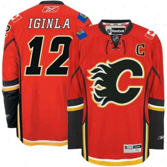 Calgary Flame Jerseys : Reebok Calgary Flame #12 Jarome Iginla Red Premier Hockey Jerseys