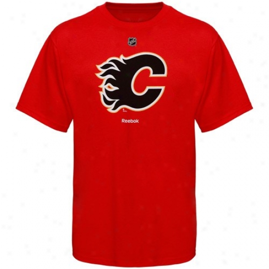 Calgary Flame Tshirts : Reebok Calgary Flame Youth Red Primary Logo Tshirts