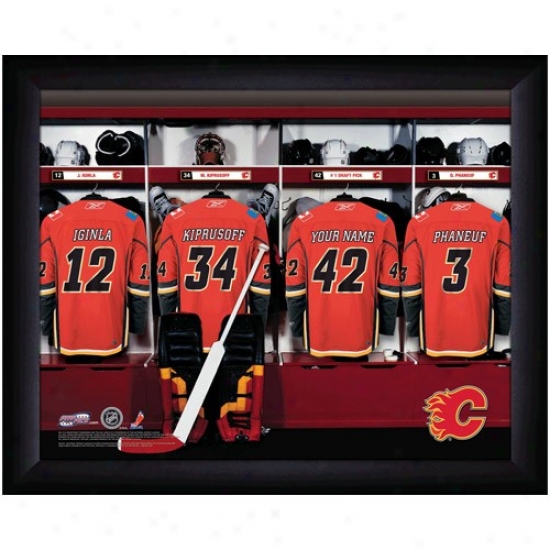 Calgary Flames CustomizedL ocker Room Black Framed Photo