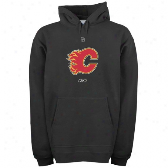 Calgary Flames Hoody : Reebok Calgary Flames Black Primary Logo Hoody