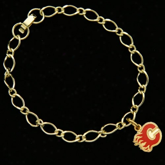 Calgary Flames Ladies Gold-tone Charm Bracelet