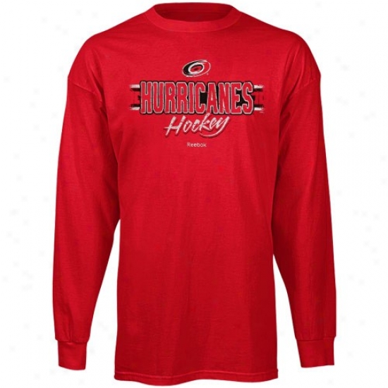 Carolina Hurricane Tshirt : Reebok Carolina Hurricane Red Allegiance Long Sleeve Tshirt