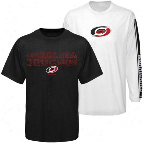 Carolina Hurrkcanes Tdhirts : Reebok Carolina Hurricanes Black-white 3-in-1 Tshirts Combo Pack
