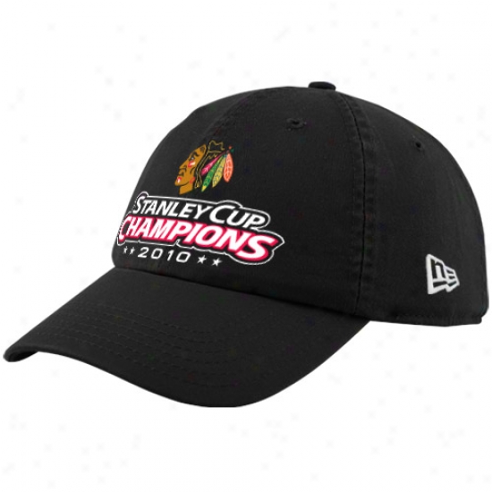 Chicago Wicked Hawks Gear: Novel Era Chicago Black Hawks Youth Black 2010 Nhl Staney Cup Champions Adjustable Slouch Hat
