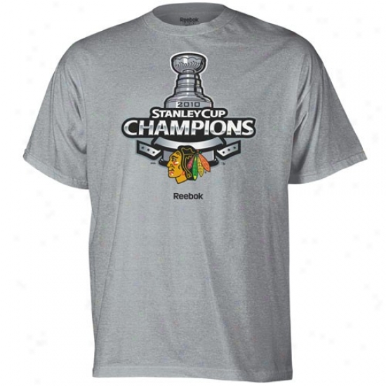 Chicago Blackhawk Shirts : Reebok Chicago Blackhawk Ash 2010 Nhl Stanley Cup Champions Banner Cup Shirts
