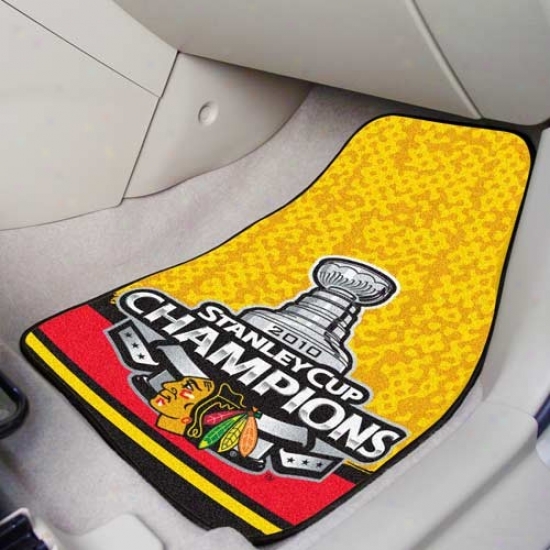 Chicago Blackhawks 2010 Nhl Stanley Cup Champions Gold 2-pack Carpeted Car Mats