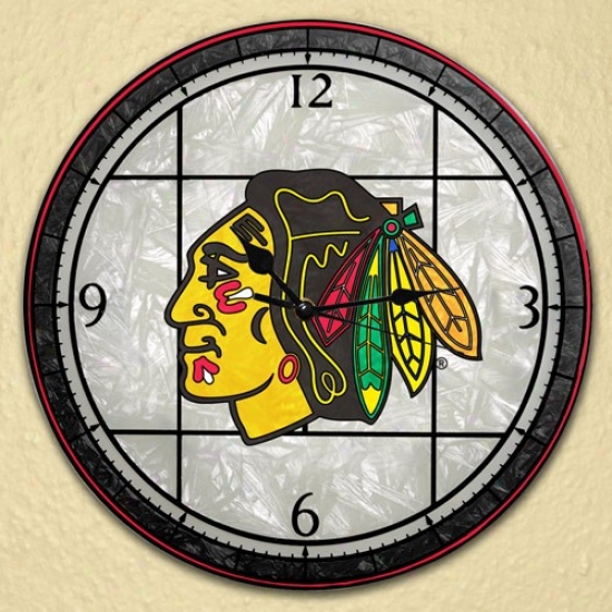 Chicago Blackhawks Art-glass Wall Clock