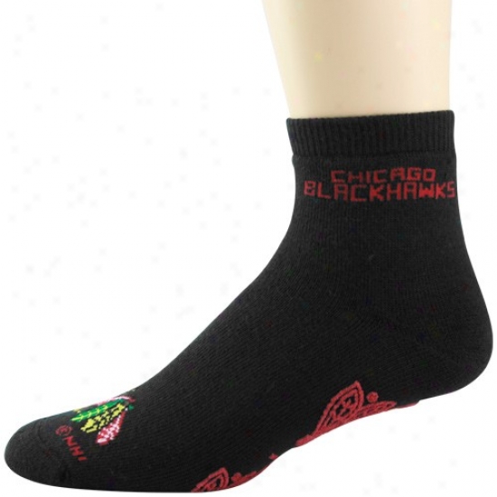 Chicago Blackhawks Black Slippdr Socks