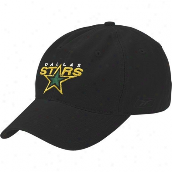 Dallas Star Gear: Reebok Dallas Star Black Face Off Slouch Flex Fit Hat