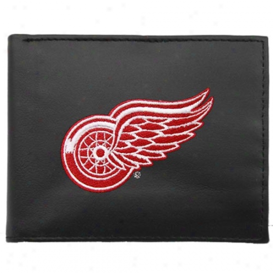 Detroit Red Wings Black Embroidered Billfold Wallet