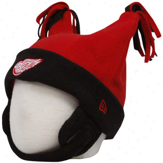 Detroit Red Wigs Gear: New Era Detroit Red Wings Infant Red-black Double Bunny Cuffed Fleece Beanie