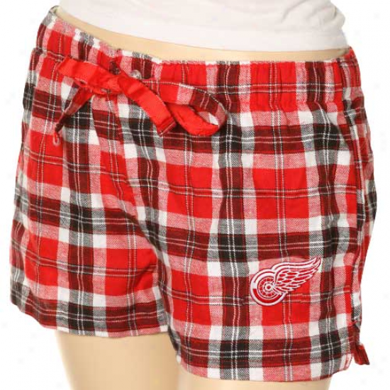 Detroit Red Wings Ladies Red Plaid Lounge Shorts