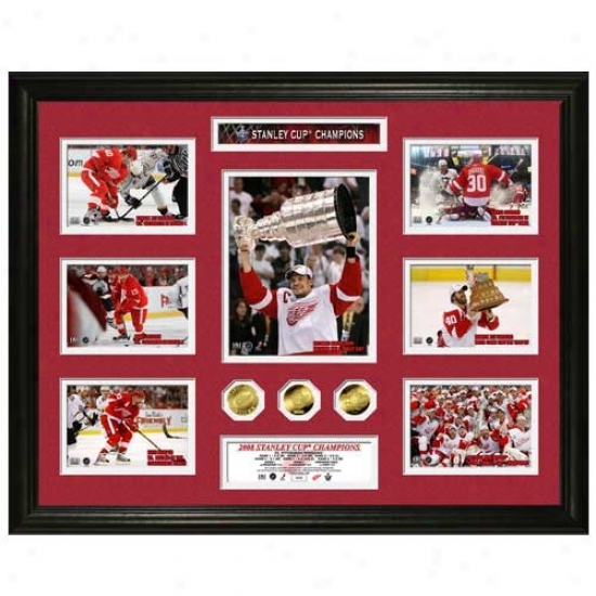 Detroit Red Wings Stanley Cup Champs Mega Mint W/ Three 24kt Gold Coins