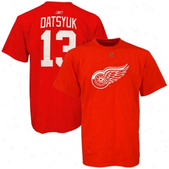 Detroit Red Wings Tee : Reebok Detroit Red Wings #13 Pavel Datsyuk Red Net Player Tee