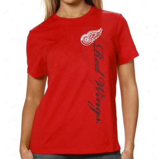 Detroit Red Wings Tshirts : Majestic Detroit Red Wings Ladies Red Daring Play Tshirts