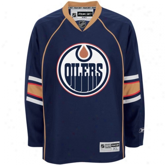 Edmonton Oilers Jersey : Reebok Edmonton Oilers Navy Blue Premier Hockey Jersey
