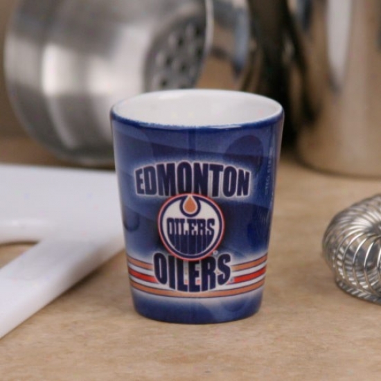 Edmonton Oilers Navy Blue Slapshot Ceramic Shot Glass