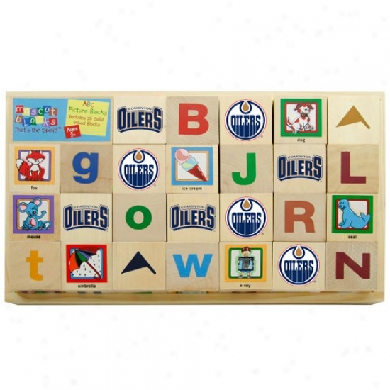 Edmonton Oilers Wooden Mascot Alphabet Blocks