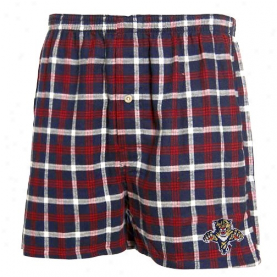 Florida Panthers Navy Blue Plaid Tailgate Flannel Boxer Shorts
