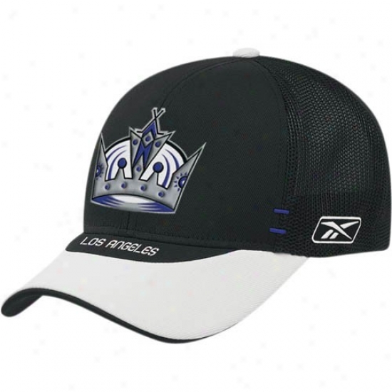 L A King Hat : Reebok L A King Black Nhl Draft Day Flex Fit Hat