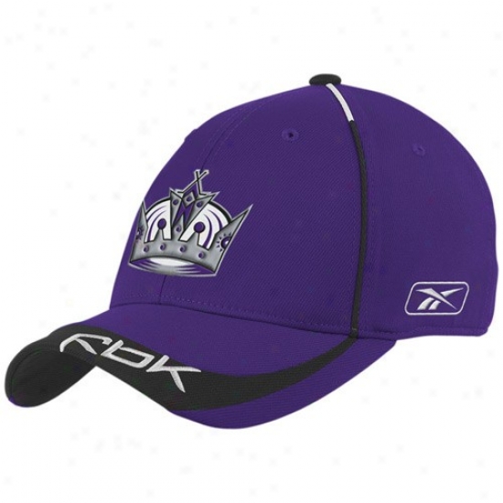 L A Kings Caps : Reebok L A Kings Purple Player 2nd Season Pro Shape Flsx Fit Caps