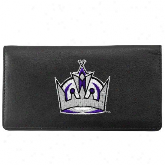 Los Angeles Kings Black Leather Embroidered Checkbook Cover