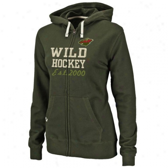Minnesota Wild Hoodys : Majestic Minnesota Wild Ladies Green Prosperous Charm Full Zip Hoodys