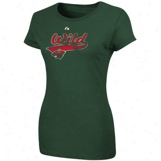 Minnesota Wild Shirt : Majestic Minnesota Wild Ladi3s Green Body Check Shirt