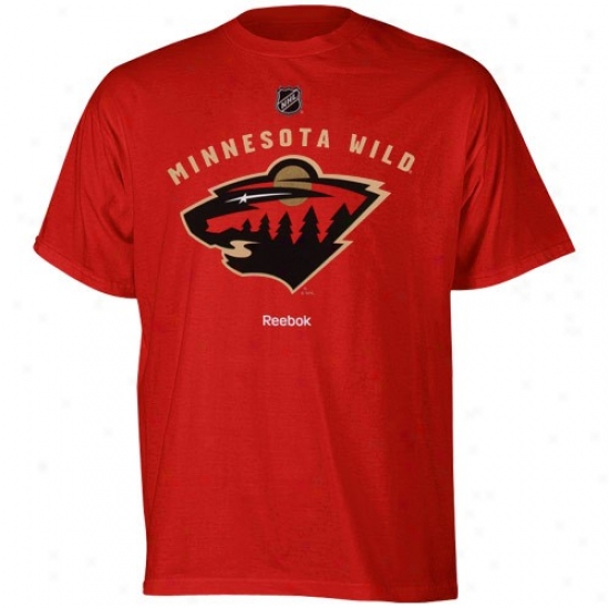 Minnesota Wild Shirts : Reebok Minnesota Wild Youth Red Primary Logo Shirts