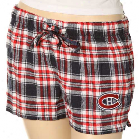 Montreal Canadiens Ladies Navy Blue-red Plaid Lounge Shorts