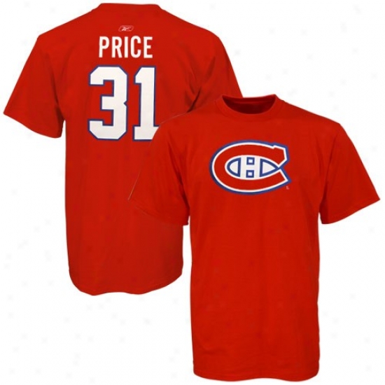 Montreal Habs T Shirt : Reebok Montreal Habs #31 Carey Price Red Net Player T Shirt